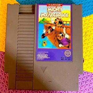 Vintage Capcom Mickey Mousecapade Nintendo Game & Manual and branded slip